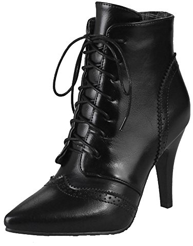 CUTEHEELS Women Lace Up Ankle Boots Brogue Cut Out Stiletto Heel 8cm