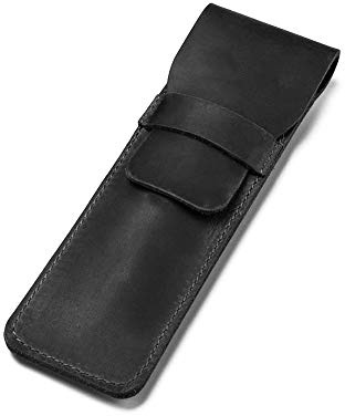 Daimay Porte-stylo en cuir Pochette pour stylos multi-fontaine Cuir de cheval fou Housse de protection pour stylo - Noir
