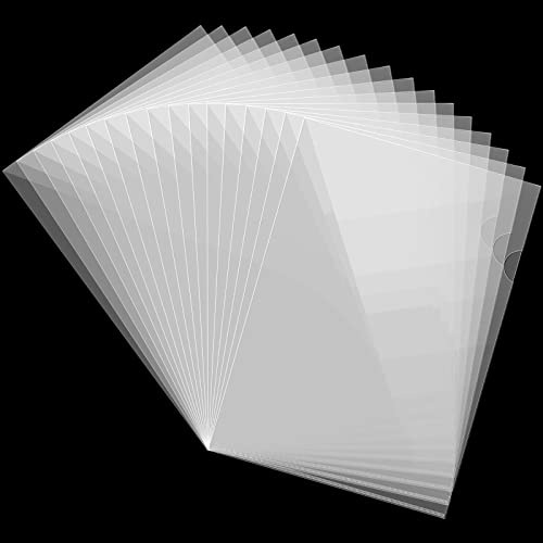 Fyess 50PCS Clear Plastic Document Folders, US Letter/ A4 Size 14C (1.4mm) Thick Clear Transparent Document Folders Copy Safe Project Pockets Lightweight Plastic Paper Jacket Sleeve Folders