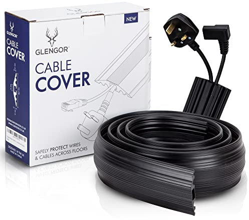 Glengor Medium Duty Floor Cable Cover/Cable Protector | Protect Cables & Prevent Trip Hazards | 2m Length | Black | Perfect for Offices, Retail, Gyms, Factories and Garages.