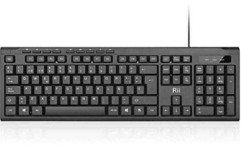 Rii RK907 USB - Teclado con Cable, QWERTY español, Negro