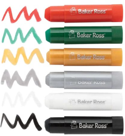 Baker Ross FE796 Christmas Poster Paint Sticks - Pack of 6, Paint Marker Pens, Paint Sticks for Children, Paint Pens for Kids, Art and Craft Supplies