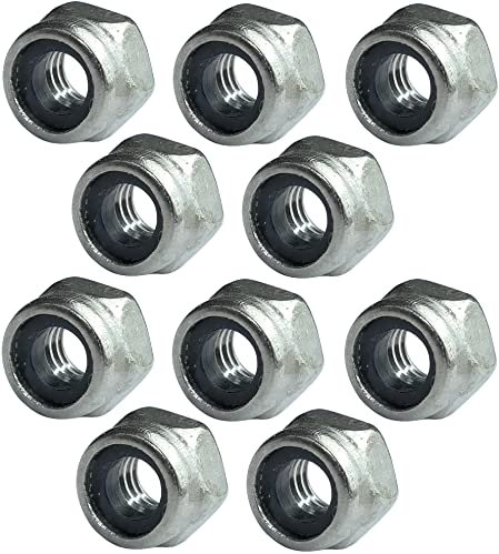 AERZETIX - C49565 - Set di 10 dadi esagonali di bloccaggio M4 Ø esterno 7mm - in acciaio inossidabile A2 - dadi autobloccanti con anello in nylon