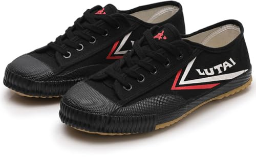 Scarpe per Arti Marziali Aldult Unisex Tai Chi Kung Fu Sneakers Canvas Qigong Scarpe da Ginnastica Low-Top Canvas Trainers,Nero,43 EU