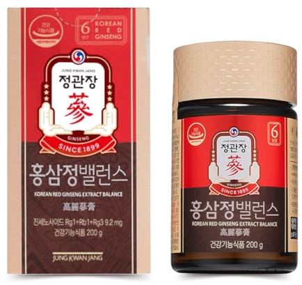 JungKwanJang | Koreanskt rött ginseng-extrakt balans (burk, 200 g) | Panax ginseng-tillskott och te | Koffeinfri | Daglig energi, balans, immunstöd, blodcirkulation | veganvänlig