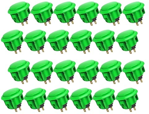 QANBA D-lite original knappar Snap-In Arcade Knappar för DIY för att anpassa kontrollen 24MM/30MM Tryckknapp (Förpackad) (30mm Green（DL05) 24 Pcs)