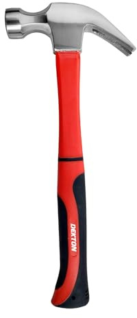 Dekton 16oz Fibreglass Claw Hammer-Anti-Slip Handle| Shock-Absorbing Fibreglass Core| Durable Steel Head| Precision Balanced| Heavy-Duty Nail Removal| Ideal for Construction, Carpentry| High Resistant