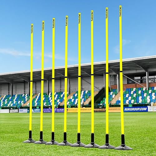 FORZA Teleskopiska slalomstänger | Justerbara 8-pack träningsstänger för sportborrar och smidighet – flera färger