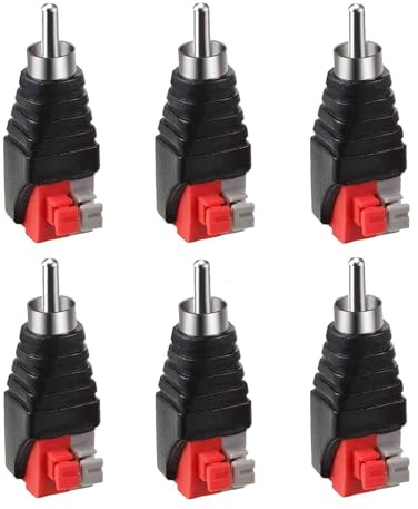 6 st. RCA RCA-adapter, skruvbar RCA-kontakt utan lödning, High Low Adapter, för subwoofer högtalare AV Video Audio Balun för CCTV