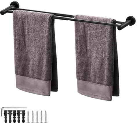 AMONENZ Toallero Baño, 304 Acero Inoxidable Estante Toallero Extensible, Retráctil 40-69,8 cm Toallero Pared, Diseño de Doble Varilla, Usado en Baños, Hoteles, Cocinas