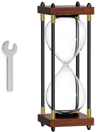 Reloj de arena vacío rellenable, marco de madera negro, temporizador de arena, reloj de arena grande de 10 pulgadas para ceremonia de boda, sin reloj de arena, vidrio de arena antiguo para escritorio