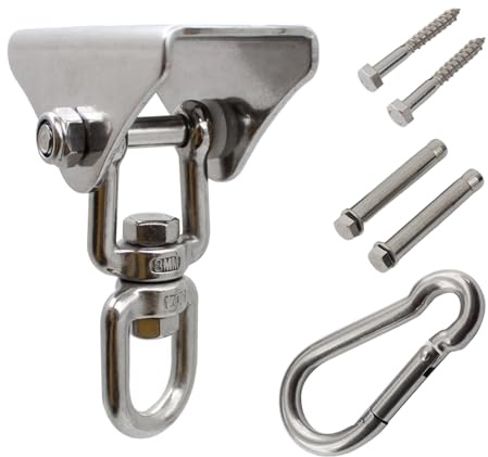 YZTONGPAO Ganci girevoli a 360°, in acciaio inox 304, kit per appendere altalena per yoga, altalena, per interni ed esterni, portico, amaca