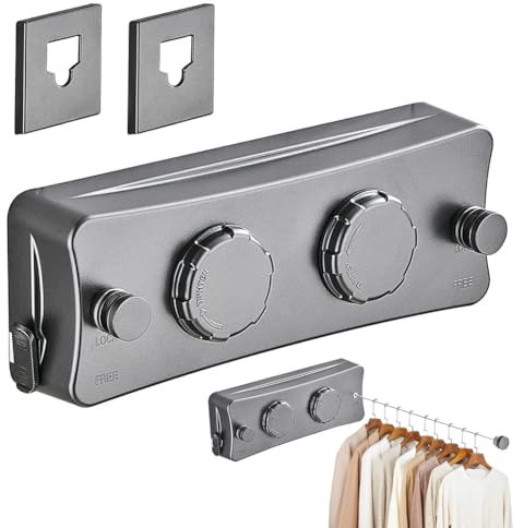 Wapasezyar Guinzaglio allungabile a doppia corda, filo per bucato retrattile con anima in acciaio, filo da 5,1 m, corda in acciaio inox per balcone