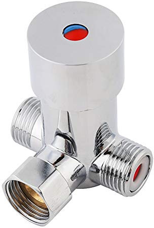 Jadeshay Vanne Mélangeur, Mitigeur Thermostatique 3 Voies Vanne Mélangeur Eau Chaude Froide Robinet Mitigeur Thermostatique, pour Lavabo Cuisine Salle de bain Toilette