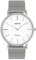 Oozoo Vintage Damenuhr mit massivem grobmaschigem Edelstahl Milanaise Metallband 40 MM Silberfarben/Weiss C9901