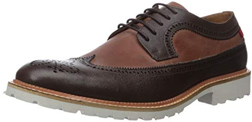 Marc Joseph New York Men's Genuine Leather Extra Lightweight Technology Oxford Longwing Detail, Brown Glaze/Cognac Washed Nappa, 13 M US