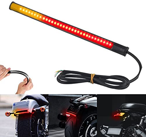 yifengshun Ultra-thin 48 LED 2835 3014SMD Motorcycle Rear Light Bar - 12 V Universal Flexible - Brake Assist LED Plate Motorcycle Headlight (Red + Amber)