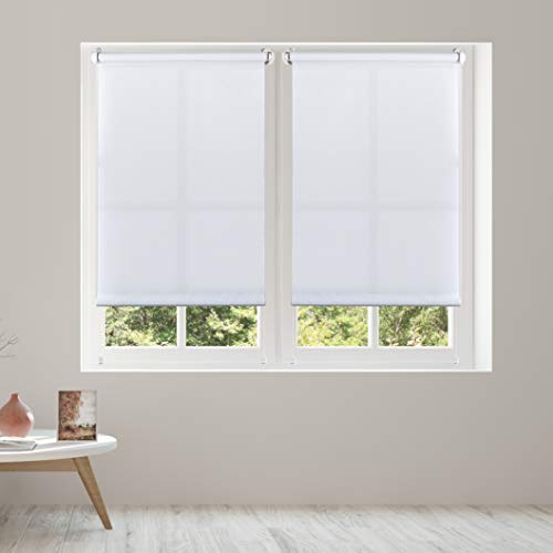 Estores Enrollables Traslúcidos Sin Taladrar Que Deja Pasar la luz Natural, Estor translúcido Fácil instalación sin Herramientas para Ventanas Color Blanco 60x180 cm (Ancho x Alto) STORESDECO