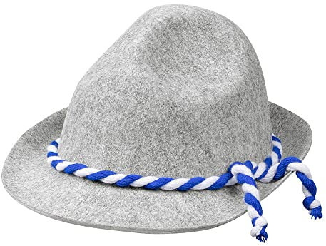 Boland 54284 - Hut Oktoberfest, mit blau weißer Kordel, bayerisches Accessoire, Trachtenhut, Volksfest, Kirchweih, Mottoparty, Karneval