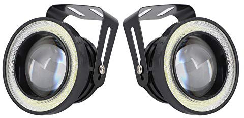 Terisass Rond Feux LED Antibrouillard， 3in LED Voiture Ange Yeux Rond Antibrouillard Haute Luminosité IP65 étanche DC 12 V Universel Blanc éclairage Super Lumineux