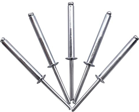 10 Remaches ciegos 5 x 40 mm, cabeza de cúpula abierta, remaches pop, DIN 7337, remache de acero y mandril de acero