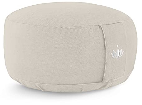 Lotuscrafts Cojín Meditación Yoga Lotus - Altura 15 cm - Relleno de Espelta - Cubierta en Algodón Lavable - Zafu Redondo Para Suelo - Meditation Cushion - Certificado Gots