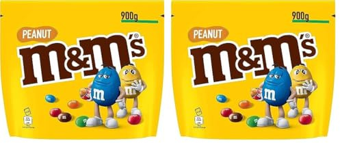 M&M'S PEANUT - Bonbons chocolat au lait et cacahuètes - Sachet de 900g (Lot de 2)