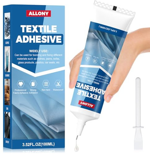 ALLONY Textilkleber Waschmaschinenfest - Extra Starker Stoffkleber Transparent und Wasserfest für Stoffe, Polster, Bekleidung und Filz, 100ml