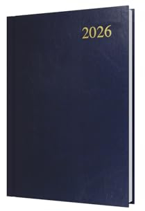 Collins - Essential - 2026 12 Month Calendar Year Planner, Day-To-Page Diary, A5 Hard Cover - Dark Blue (ESSA51.65-26)