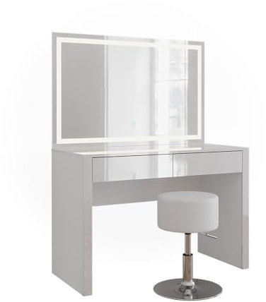 ViccoSminkbordAnnabelle,Vit högblank/vit,110 cm med LED-spegel och pall