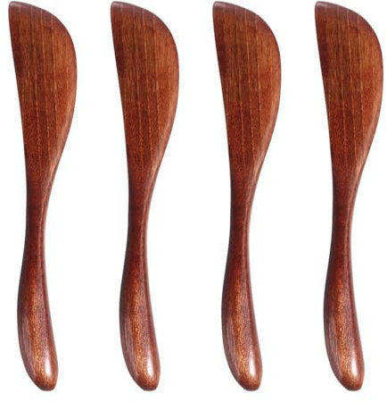 Lot de 4 couteaux à beurre en bois de 15 cm pour fromage, confiture, sandwich, mini spatules à beurre, couteaux à condiments pour cuisine et restaurant