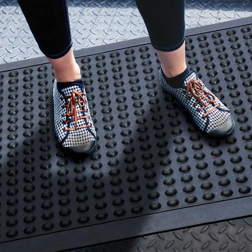 Floortex DOORTEX Anti-Ermüdungsmatte, 100% Gummi, schwarz, 71 x 78 x 0,11 cm