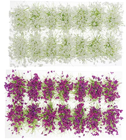 DOITOOL 1 Jeu Boîtes De Touffes Herbe Décorations De Modélisme Ferroviaire Et Diorama Matériaux De Modèle De Paysage pour Table De Sable DIY Fleurs Blanc 2 Boîtes