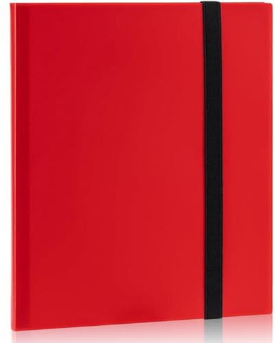 Trading Card Binder,540 Capacity 9-Pocket Side-Loading Album,Acid-Free Pages(60 Sides), Rigid Cover & Strap,Portable Card Folder for Football Baseball Cards & TCG Collection (Red)