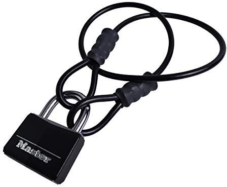 Agency 6 Adventure Equipment Cable Lock Kit - 24 Long Black Vynil Covered Stainless Steel Cable with Lock and Keys (Black)