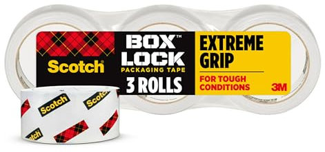 Scotch 3M Box Lock Shipping Packaging Tape: 1.88 in. x 54.6 yds. (Clear) / 3-Pack