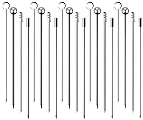 Cocktail Picks Stick, 20Pcs Stainless Steel Martini Picks, Reusable Metal Cocktail Skewers Olives Appetizers Bloody Mary Brandied