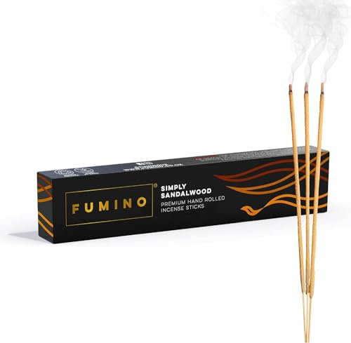 Fumino® Schlichtes Sandelholz Handgemachte Räucherstäbchen - 14 Stäbchen pro Box (15g) Masala Agarbatti Joss Duftstäbchen für Entspannung, Meditation, Linderung von Stress und Ängsten - Dekoration