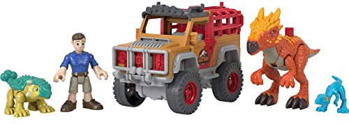 Fisher-Price Imaginext HCR94 - Jurassic World Neue Abenteuer Dino Abenteuerset, Fahrzeugset mit 3 Dinosaurier-Figuren, Dinosaurier Spielzeug für Kinder ab 3 Jahren