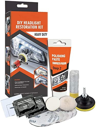 Kit di Riparazione delle Lenti. Lucidatura Fari Auto professionale per Il ripristino dei fari Fai da Te. Kit Rinnova Fari Auto, Moto, Camper. Lucida fanali. Rimuovi Graffi Auto. Auto polish pasta kit