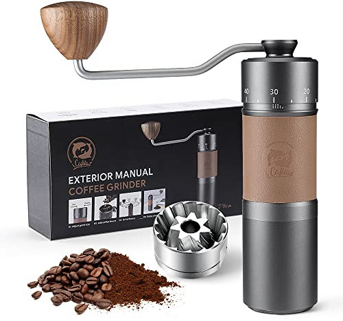 Macinacaffè manuale capacità 30g con CNC in acciaio inox bava conica esterna macinare impostazione regolabile per chicchi di caffè, High-End mano Espresso Grinder regalo di casa ufficio