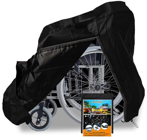 Rollstuhl-Schutzhülle,manuelle Rollstuhlabdeckung,600D Oxford-Gewebe,leicht,wasserdicht,Schutz für Mobilitätsroller gegen Staub, Schmutz, Schnee, Regen, Sonnenstrahlen, 100*100*75cm (Schwarz)