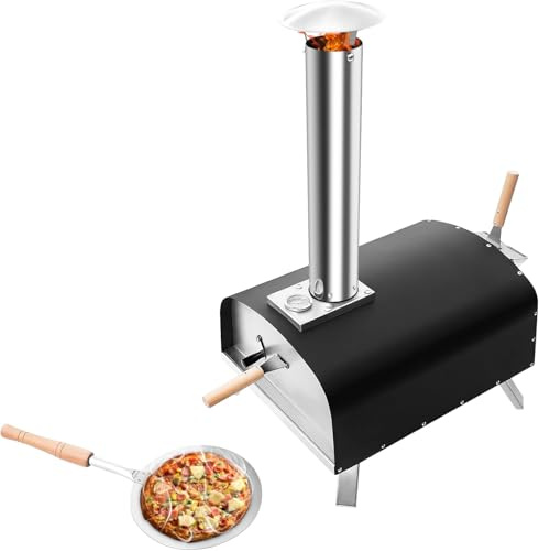 Pizza Oven 13 Wood Fired Outdoor Stove Wood Pellet Fired Pizza Maker, Stone-Baked Pizzas Made Easy Use Anywhere, Backyard Camping Party Cooking