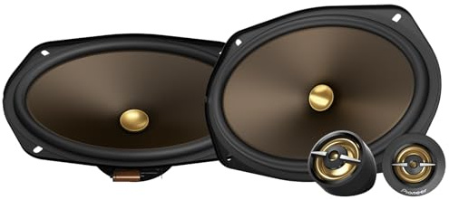 Pioneer A-Series MAX TS-A693CH, 2-Way Component Car Audio Speakers, Full Range, Clear Sound Quality, Easy Installation and Enhanced Bass Response, Full Gold Colored 6” x 9” Oval Speakers