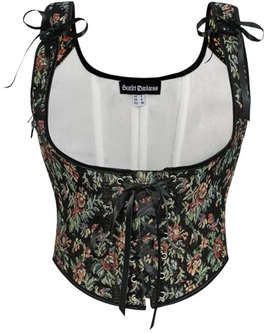 Scarlet darkness kvinnor renässans korsett snörning fram under byst bustier topp blommig korsetter väst