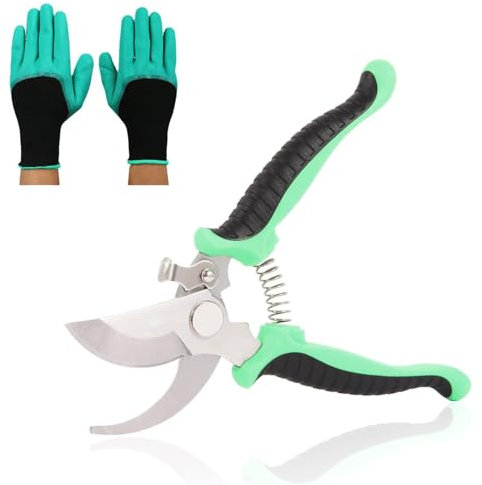 Sécateur, Sécateur de Jardin, Cisailles à Branches Multifonctionnelles, Antidérapants Poignée, Cisailles à Branches de Fleurs de Réparation, Pour Jardins, L'horticulture, Les Arbres Fruitiers (Vert)