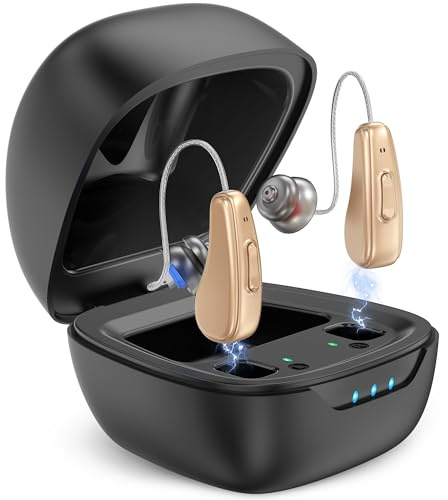 Hearing Aids for Seniors Rechargeable with Noise Cancelling, Hearing Amplifier with 5 Levels of Volume Adjustmen, Simple to Operate and Hear Clear Sound