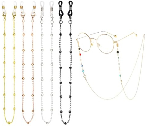 DALAETUS 5 Pièces Chaine Lunettes Femme, Chaîne de Lunettes en Métal Perles, Chaîne de Lunettes en Perles Colorées, Cordon Lunettes de Soleil pour Retenue de Lunettes Hommes Femmes