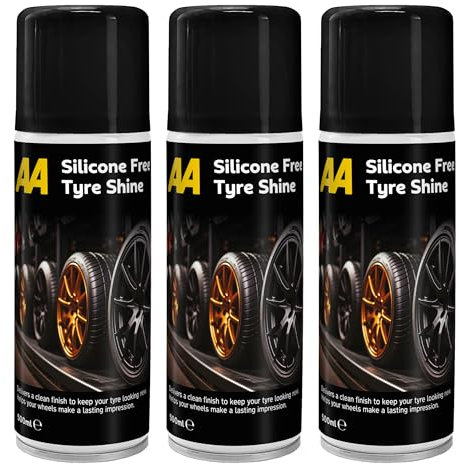 AA Tyre Shine Silicone-Free, 3 x 500 ml, Clean Finish, Aerosol Spray