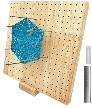 Planche à Tricoter au Crochet - Planche pour verrouiller Le Crochet | Tapis et Broches pour Bloquer Le Travail en Tricot en Bois | Tablette pour Blocs Granny Squares en Bois fabriquée à